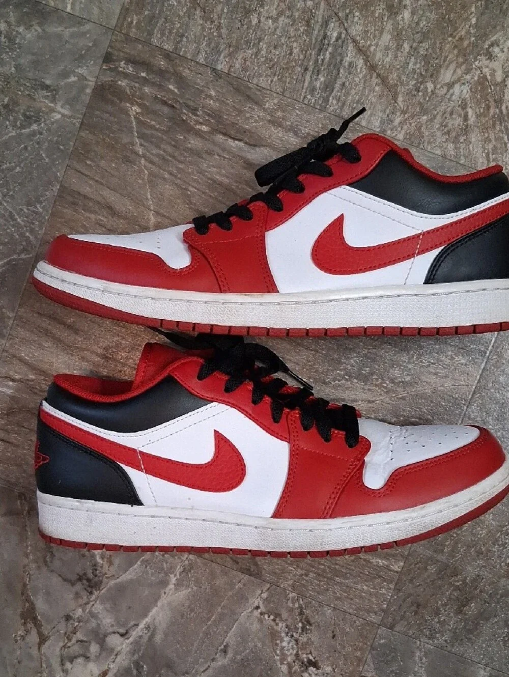 Jordan White and Gym Red Low Sneakers